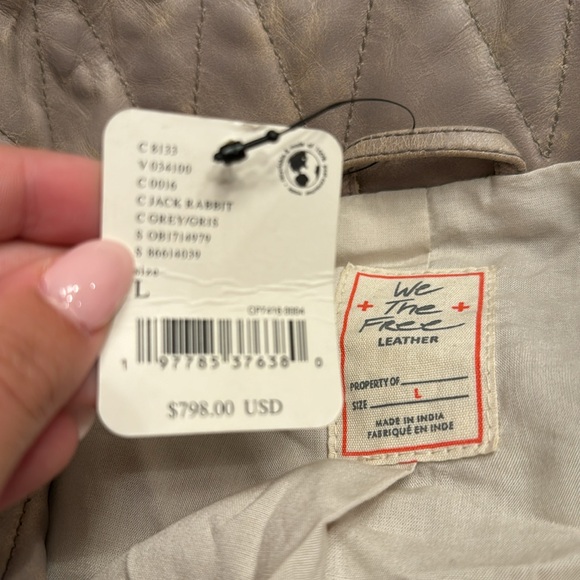 NWT Free People We The Free Skyline Leather Jacket Jack Rabbit - Picture 6 of 11